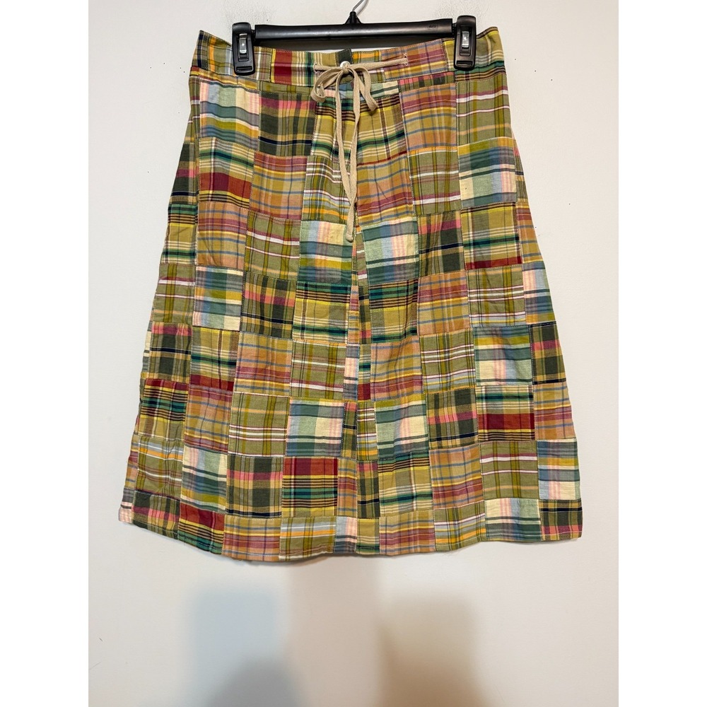 Vintage Cottagecore Patchwork Madras Plaid Skirt Women Medium Academia Preppy - Picture 2 of 7